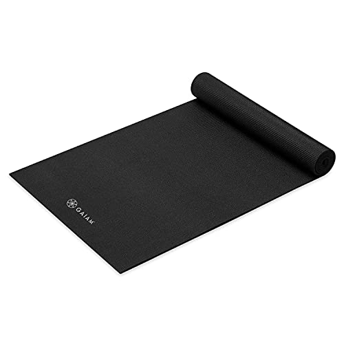 Gaiam Yoga Mat - Premium 5mm Solid Thick Non Slip Exercise & Fitness Mat for All Types of Yoga, Pilates & Floor Workouts (68" x 24" x 5mm) - color: Black