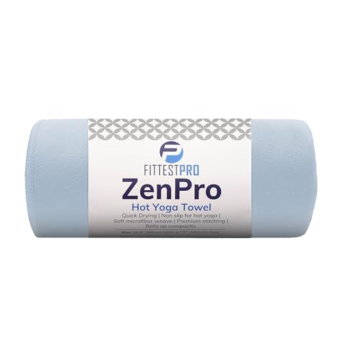 Fittest Pro Non-Slip Hot Yoga Towel with Super-Absorbent Soft Suede Microfiber in Many Colors, for Bikram Pilates and Yoga Mats. (72.00 x 26.50) Frosted Blue - color: Light Blue