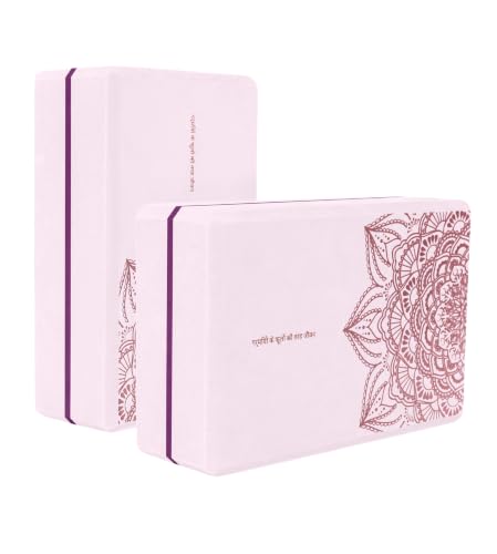 nuveti Yoga Blocks Set of 2, High Density Yoga Brick Foam Blocks to Improve Strength, Flexibility and Balance Brick Foam Blocks - color: Pink