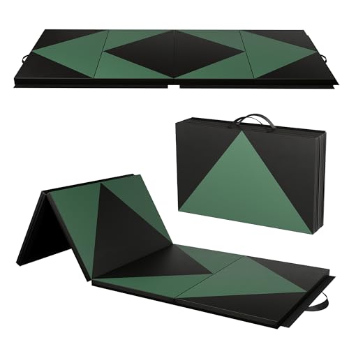 Polar Aurora 4'x10'x2 Thick Folding Gymnastics Exercise Mat Aerobics Stretching Yoga Mats - color: Green-Black