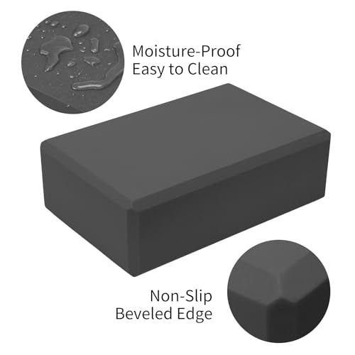 GOGO Yoga Blocks Bulk Gym Block Black, Exercise Workout Fitness Bricks Non-Slip for Meditation Physical Therapy - size: 2PACKS