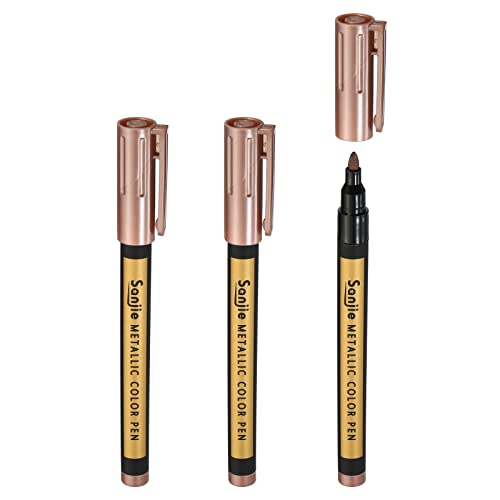 PATIKIL Metallic Marker Pens, 3 Pack Paint Pens Medium Point Colored Markers Art Marker Pen for DIY Craft Photo Album, Light Brown - color: Light Brown