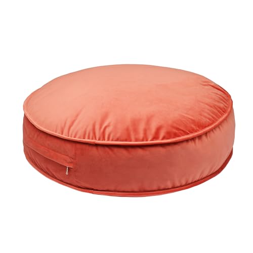 Round Floor Pillow Cover Velvet Throw Seating Pouf Yoga Meditation Cushion Plush Case Reading Room Decor Cover Only (25.6IN, Brick Red) - color: Brick Red, size: 25.6" x 25.6" (Pack of 1)