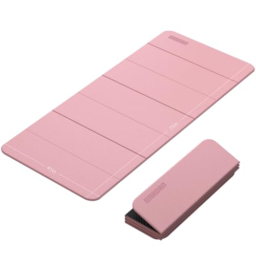 Foldable TPE Yoga Mat Thick 10mm,75" x40"Extra Large Exercise Mats | Stretch Mat Non-slip Fitness Folding Mat Easy to Carry,Wide Gym Mats for Women Men Suitable for Home Workout Travel Pilates - color: Pink