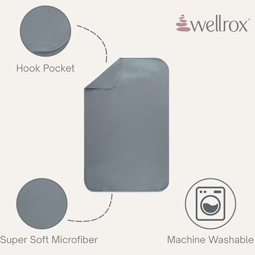 Wellrox Microfiber Yoga Hand Towel – Super Soft, Quick-Dry, Non Slip Yoga Towel for Hot Pilates, Gym & Workouts (26.5" x 16", Grey) - color: Grey
