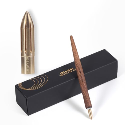 brass dipping pen color titanium all copper handmade stainless steel calligraphy hand drawn flower body painting watercolor (Brass + pen barrel) - color: Brass + pen barrel