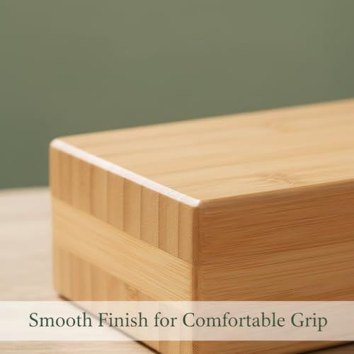 SUPVOX Natural Bamboo Block - Lightweight Yoga Brick for Stability, Stretching & Alignment - Smooth, Non-Slip Surface, Easy to Clean