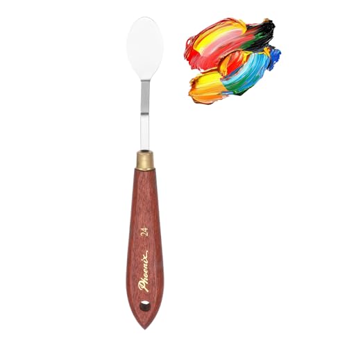 MECCANIXITY Pack of 1 Palette Knife No.24, 7.5" Long Palette Knives with Stainless Steel Flexible Spatula Pallet Knife and Wood Handle for Scraping, Mixing, Oil Acrylic Painting Canvas - style: No.24