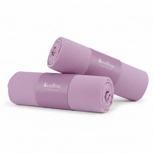 Wellrox Microfiber Hand Towel- Absorbent Sweat Towels for Women- Yoga Mat Towel for Pilates, Hot Yoga, Gym Workouts (2 Pack, Lavender) - color: Lavender