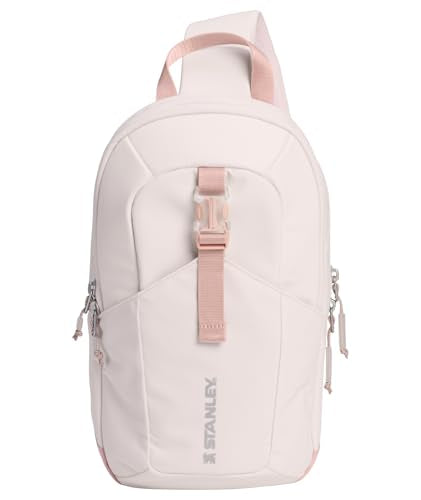 STANLEY Vitalize Crossbody Bag | Hydration Sling with Zippered Drinkware Compartment | Adjustable Strap | Multiple Storage Pockets | Durable Recycled Fabric | Rose Quartz - color: Rose Quartz, size: Crossbody