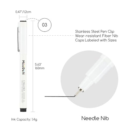 MEEDEN Micro Fineliner Drawing Pens: Fine Liner Pen 6 Pack, 0.3mm Black Waterproof Archival Ink for Sketching, Outlining, Illustration, Manga, Journaling and Everyday Drawing - Needle Nip - style: 0.3mm Needle Nib