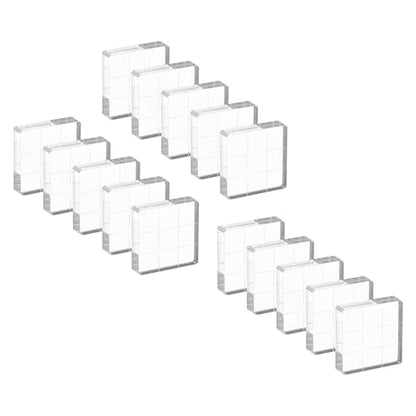 PATIKIL Acrylic Stamp Block, 15 Pack Stamping Block Square Shape with Grid Lines Decorative Mounting Blocks Set for Scrapbooking DIY Crafts Card Making, 1.22" x 1.22" - size: 1.22" x 1.22"