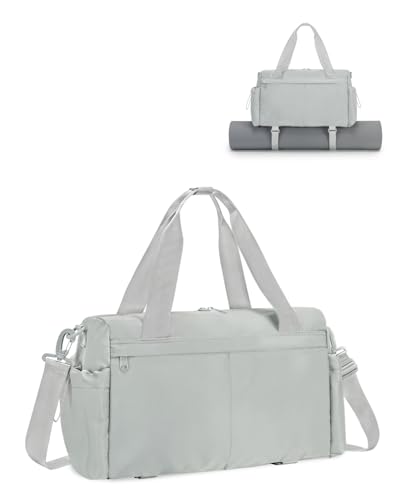 Small Gym Bag, Mini Gym Bag with Yoga Mat Holder & Wet Compartment, Gray - color: Gray
