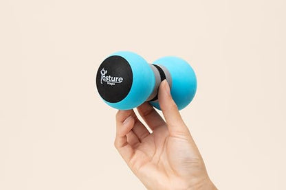 Posture Magic Massage Ball Set for Myofascial Trigger Point Release & Deep Tissue Massage - Set of 6 - Large Foam/Small Foam/Lacrosse/Peanut/Spiky/Hand Exercise Ball (Blue) - color: Blue