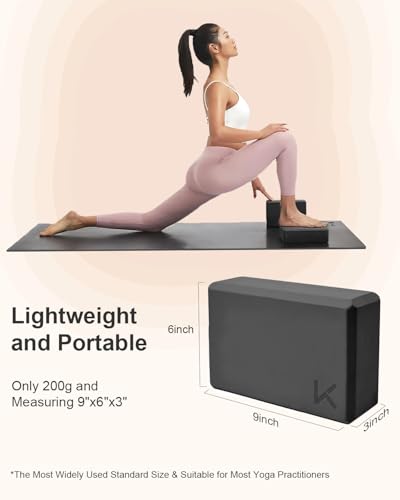 KEEP Yoga Block, High-Density EVA Foam 2 Pack Yoga Block with Non-Slip Textured Surface, Supportive, Lightweight - Ideal for Yoga - color: 2-Pack-Grey