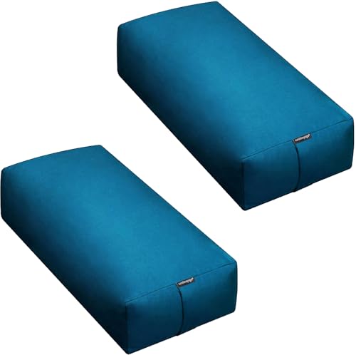 엑스트라 펌 라지 요가 볼스터, 61 x 30.5 x 15.2cm(24 x 12 x 6인치) 신치 또는 지퍼 요가 베개, 스튜디오용 탈착식 커버가 있는 직사각형 면 쿠션, 1팩 또는 2팩 - color: 오션사이드 - 지퍼 커버, size: 2팩
