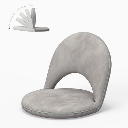 Floor Chair, 5-Position Foldable Floor Chair for Kids with Adjustable Back, Soft Sponge & Velvetean Cover, for Adults and Kids, Indoor Outdoor Use, Meditation, Gaming, Camping (Gray) - color: Grey