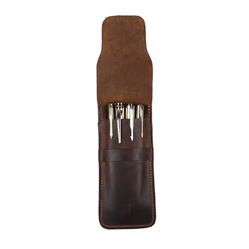 Leather Pen Sleeve Case for Fountain Pens, Multi Pen Holder Organizer, Handmade Full Grain Leather Pouch, Durable Protective Pen Cover, Classic Pen Storage Gift (Brown) - color: Brown