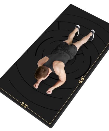 nuveti Large Exercise Mat (6'x 3'), Extra Wide Workout Mat for Men and Women, Yoga Mat Thick 1/4 Exercise Mats Non-Slip, Non-Toxic, Large Fitness Mat Perfect for Barefoot Exercise (Yoga, Pilates, Stretching, Meditation) - color: Black, size: 78"L x 39"W x