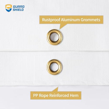 GUARD SHIELD Super Heavy Duty White Ploy Tarp Cover 12x16 Feet Waterproof Tarps 16mil Thick UV and Tear Resistant Tarpualin - color: White, size: 12x16