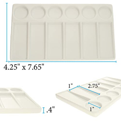 The Beadsmith Ceramic Mixing Palette – Rectangle Design Paint Holder – Arts and Crafts Accessories Organizer – 7.7' x 4.3' x .4” – 12 Compartments, (4 Palettes) - size: 7.7" x 4.3" x 0.4"