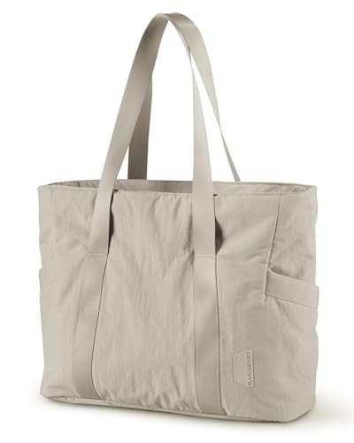 BAGSMART Gym Tote Bag for Women, 24L/28L Travel Tote Yoga Mat Bag - color: Grayish Brown, size: Small