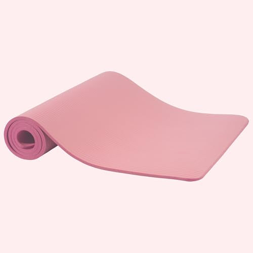 Fitvids Yoga Mat, 1/2-Inch Extra Thick High Density Exercise Mat, Anti-Tear Exercise Yoga Mat with Carrying Strap, Suitable for Various Yoga Exercises - color: Pearly Pink