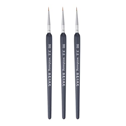 HARFINGTON 3pcs Detail Paint Brushes 6mm Pointed Tip 180mm Length Nylon Hair Miniature Painting Brush for Watercolor Oil Acrylic Painting(000#), Black - color: Black, size: 000# 6mm