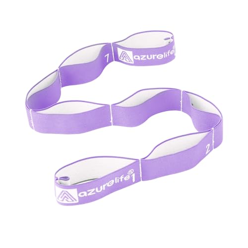 A AZURELIFE Elastic Yoga Stretching Strap, Multi-Loop Stretch Strap for Physical Therapy, Pilates, Yoga, Dance & Gymnastics Exercise and Flexible Pilates Stretch Band - color: Elastic-Purple
