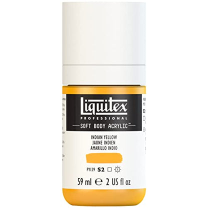 Liquitex Soft Body Acrylic Paint, 2-oz Bottle, Indian Yellow | Low Viscosity, Highly Pigmented, Satin Finish, Retains Subtle Brush Strokes, Great Surface Coverage, Highly Versatile - color: Indian Yellow, style: 2-oz Bottle