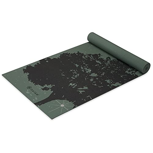 Gaiam Premium Yoga Mat, 6mm Thick Print Mat | Premium 6mm thick cushioning for joint support. Non-slip print design for yoga, Pilates & floor workouts. - color: Luminary