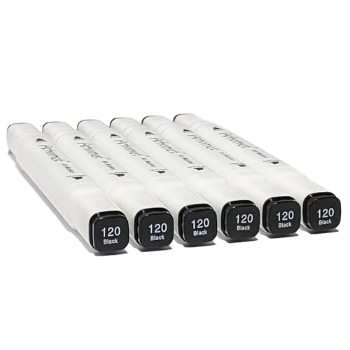 Arhomet 6pcs Black Alcohol Markers Set, Dual Tips Art Markers Drawing Sketched Double Tipped for Beginner Adults Artists (Black) - color: Black