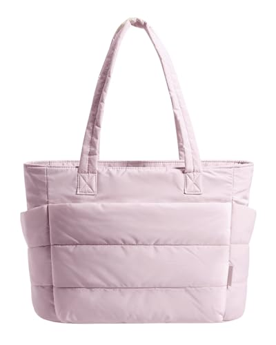 BAGSMART Puffy Tote Bag for Women, Lightweight Work Tote Handbag - color: Pink, size: Standard