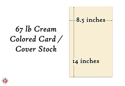Cream Pastel Color Card Stock | 67Lb Cover Cardstock | 8.5" x 14" Inches | 50 Sheets Per Pack - color: Cream