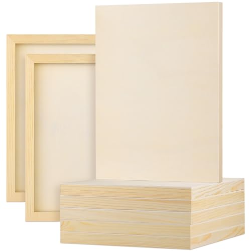 Aodaer 8 Pack Wood Panels 9 x 12 Inch Wooden Panels Canvas Unfinished Craft Wood Boards Panels for Art Crafts Acrylic and Oil Painting Pouring DIY Projects - size: 9 x 12 Inch