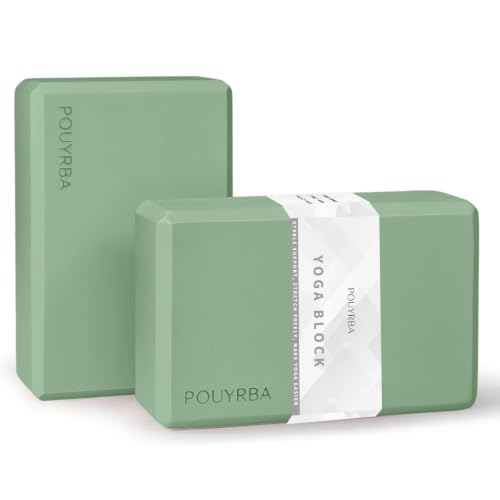 2-Pack Yoga Blocks, High-Density 9"x6"x3" Yoga Brick Foam Blocks, Non-Slip Exercise Blocks for Yoga, Pilates, Stretching and Meditation – Lightweight Yoga Props for Home Gym & Studio - color: Grass Green