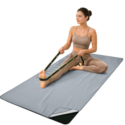Gogokiwi Yoga Mat and Towel Set with Strap, 72 x 36 in, Non Slip Pilates - color: Charcoal