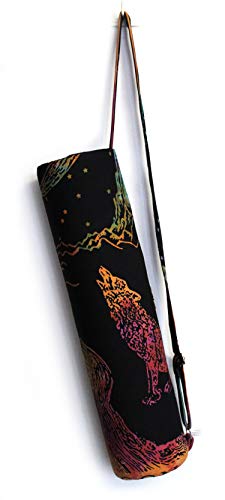 ICC Black Gold Mandala Full-Zip Exercise Yoga Mat Carry Bag Gym Beach Pilates Carrier Bags Hippie Mandala Indian Cotton Bag - style: Multi Crying Wolf