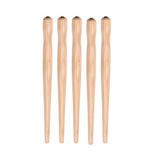 Dip Pen Nib Holder, Sturdy Straight Writing Drawing Holder for Calligraphy Art Sandalwood Wood Color 150mm 5 Piece Set