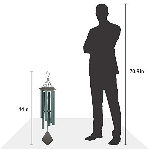 Wind Chimes Outdoor Large Deep Tone, 44 Inches Sympathy Wind Chimes Tuned Soothing Melody, Memorial Wind-Chime with 6 Heavy Tubes for Outside Decoration, Garden/Yard. Green - size: 44"GR