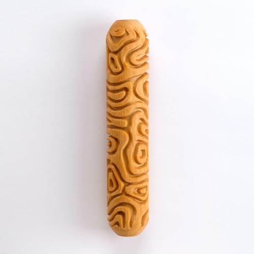 MKM Pottery Tools Wood Big Hand Rollers for Clay (BHR-155 Topographic) - color: BHR-155 Topographic