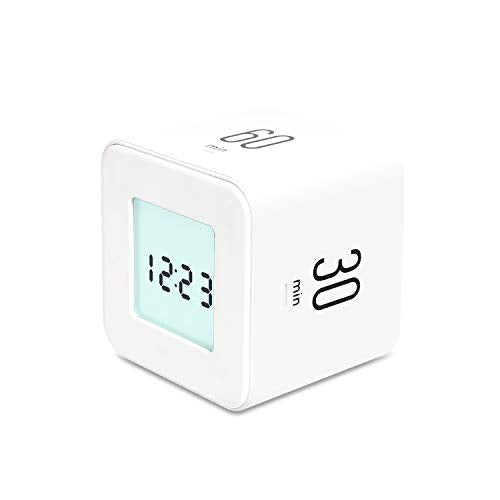 mooas Multi Clock Time Cube Timer, Alarm, Backlight, Productivity (White) - color: White