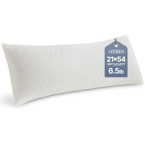 Leeden Full Body Pillow 20 x 54 for Side Sleepers Ivory White | Soft polyester padding delivers full-body support for side sleepers, maternity rest, reading and daily relaxation. - color: Ivory White