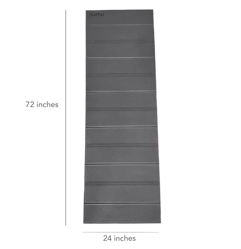 Numu Foldable Yoga Mat with Yoga Carrying Strap - Nonslip, Lightweight, and Portable 1/4” Inch Thick Workout Exercise Mat - Perfect for Easy Storage and Travel - color: Dark Gray