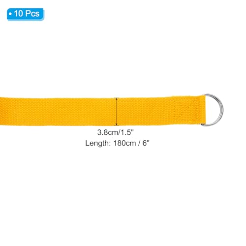 PATIKIL Yoga Strap for Stretching, Cotton Yoga Belt with Adjustable Metal D-Ring Buckle Stretch Band for Fitness Pilates - color: Yellow