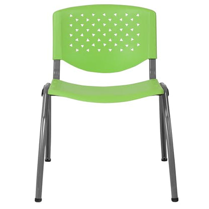 EMMA + OLIVER Home and Office Green Plastic Stack Chair with Perforated | Powder Coated, 880 LBS. Weight Capacity - color: Green