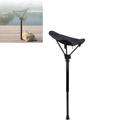 Rosvola Portable Folding Stool, One Leg Adjustable Stool, Retractable Hiking Chair, 3 Gear Height Adjustable, Camping Folding Stool for Camping Outdoor Barbecue Fishing