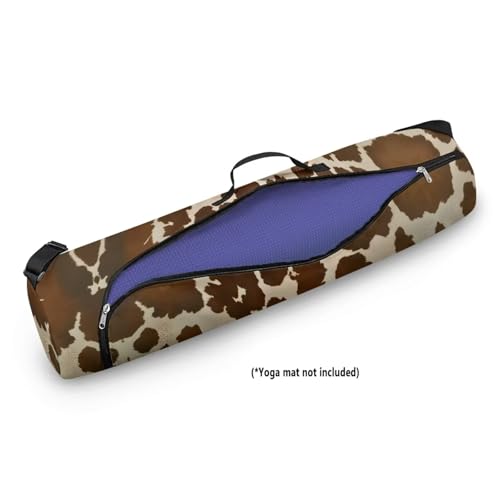 Yoga Mat Bag for Women & Men Full-Zip Yoga Mat Carrier Bag for Class Workout Park with Adjustable Strap - color: Cowhide Print