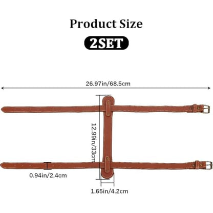 GORGECRAFT 2Pcs Picnic Blanket Carry Strap Brown PU Leather Portable Yoga Beach Mat Holder Handle Shoulder Carry Straps with Adjustable Alloy Buckle for Outdoor Camping Travel Motorcycle Pilates