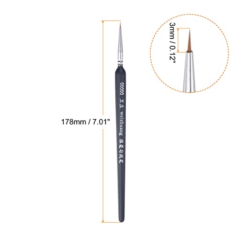 HARFINGTON 3pcs Detail Paint Brushes 3mm Pointed Tip 178mm Length Nylon Hair Miniature Painting Brush for Watercolor Oil Acrylic Painting(00000#), Black - color: Black, size: 00000# 3mm